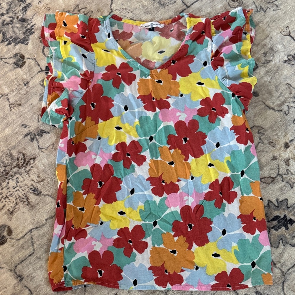 Floral Ruffle Sleeve Blouse